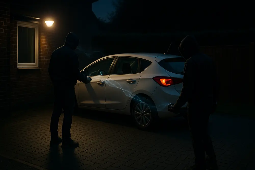 Keyless vehicle theft in action